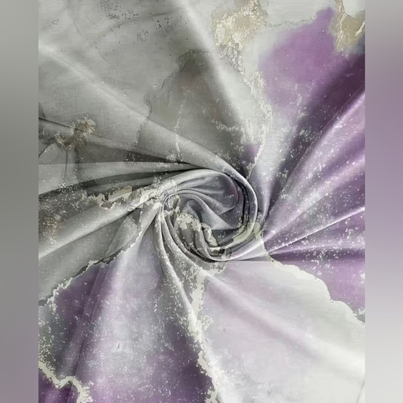 Woman’s Purple Marble Print Long Sleeve Crewneck T-shirt  Size: Various - Picture 2 of 3